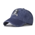 Berretto da baseball blu navy lavato con ricamo dettagliato di un Border Collie - Blu Marino (Ricamo Cane)