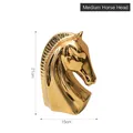 Estatua de cabeza de caballo dorada minimalista nórdica, altura 21cm y ancho 15cm - Cabeza de Caballo Dorada Mediana
