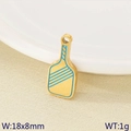 Golden pickleball paddle charm with blue patterns, 18x8mm metal pendant for DIY jewelry - Pickleball Paddle Charm (KLJ9545-ZLA)