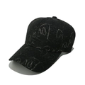 Detail of black sparkling fabric baseball cap with silver metallic script embroidery - M (56-58cm) / Black