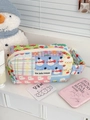 Gewatteerde achthoekige schrijfwarenetui met kleurrijke cartoonprints en handvat - Gekleurde Patchwork Taart (Achthoekige Tas)