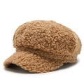 Casquette gavroche pour femme en polaire sherpa marron pour l'automne et l'hiver - Marron