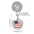 Silver hip hop necklace with eagle shield American flag pendant and size measurements - Eagle Shield (463) / Silver