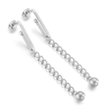 Elegantes pendientes largos de cadena con borlas plateadas y colgantes de perlas - Color Acero (Plata)