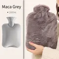 Macaron gray 2000ml hot water bottle with soft faux rabbit fur plush cover and PVC inner - 2000ml Light Grey + Faux Rabbit Fur Cover