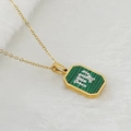 18K goud vergulde roestvrijstalen ketting met groene malachiet S-hanger en kristallen - Maagd