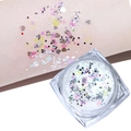 Holographic glitter gel in jar with star and heart shapes for face and nail makeup - AB White