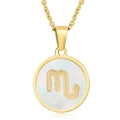 Collier Scorpion en acier titane doré avec pendentif rond en nacre blanche - Scorpion / Nacre Blanche