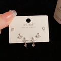 Three-piece silver fashion earring set featuring planet and star designs in crystal alloy - Silver-Starry Sky Planet Set (95#)