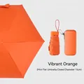 Vibrant orange ultra-light mini flat umbrella with portable hard shell zipper storage case - Box Packaging / Vibrant Orange