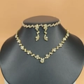Elegant gold bridal jewelry set with sparkling pear-cut rhinestones and necklace - Gold Dangle Necklace Earrings Set (425)