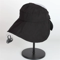 Damen Sonnenhut in Schwarz mit breiter Krempe und UV-Schutz für den Sommer - Verstellbar / Schwarz