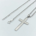 Halskette mit Kreuzanhänger aus S925 Sterlingsilber mit Italien-Stempel auf Cuba-Kette - Anhänger mit Sechskantkette / Platiniert 925 Sterling Silber