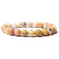 Natural 8mm white turquoise beads elastic bracelet with earthy landscape stone texture - Crazy Agate