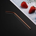 Rose gold bent 304 stainless steel straw with dimensions 6cm and 15cm on black background - Rose Gold (Curved) 6*215mm