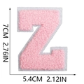 Toppa lettera Z in ciniglia rosa da 7cm con dimensioni dettagliate e trama a spugna - Lettera singola Z / Rosa