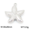 Silver starfish charm pendant in stainless steel, dimensions 30x26mm, weight 5.5g - Silver Sea Star (KLJ9948-Z)