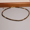 Delicate 2mm rainbow gradient tourmaline necklace with gold clasp for women - XL0068 Brown Gold Tiger Eye Cylinder