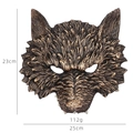 Maschera da lupo 3D color bronzo in morbida schiuma per Halloween, 25x23cm - Taglia unica / Testa di lupo / Oro