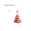 Red and white wooden star-shaped layered Christmas tree ornament, 10cm x 7cm size - Red Pentagram