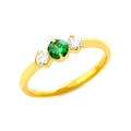 Retro titanium steel ring in gold finish featuring a round emerald green center stone - US 6 / Gold Green and White Zirconia
