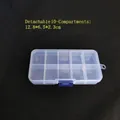 10-compartment clear plastic organizer box with blue latches and removable dividers - Removable Small 10-Compartment 12.7x6.5x2.2cm