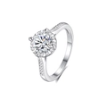 Anillo de corona en plata S925 con una moissanita de 1 quilate sobre fondo blanco - US 5 / Moissanita Color D (fdjz-421)