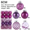 Set di 30 palline di Natale da 6cm in PET viola e trasparenti con varie texture - Viola