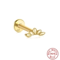 S925 sterling silver gold fan-shaped leaf stud earring with internal threading - #2 Gold - Five-Leaf Style