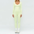 Ensemble de yoga femme vert citron clair avec haut à manches longues et legging taille haute - S / Haut Et Bas / Vert Citron