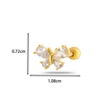 Golden bow-shaped stud earring with clear zircon stones and screw back, 1.08cm wide - 7# Gold