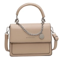 Chic beige square crossbody bag with silver chain and FASHION & BAGS lettering - Khaki