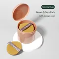 Set de 7 borlas de maquillaje tipo gota en color amarillo con estuche rosa para BB cream - Forma Gota de Agua (Juego de 7) / Café Yema de Huevo