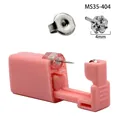 Pink disposable ear piercing gun with 4mm zircon 316L stainless steel stud - 4mm Steel Four-Prong Set Square Clear Zircon (MS35-404)