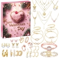 2025 Christmas advent calendar jewelry gift box with gold and pearl necklace set - RC451F Valentine's Day Jewelry Blind Box / Rose Gold