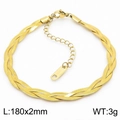 Dreisträngiges geflochtenes Gold-Titanstahl-Armband, 180x2mm Größe, mit Karabinerverschluss - 2mm Armband (KB181321-Z)