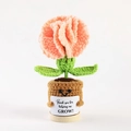 Handmade crochet pink carnation potted plant with wood base and thank you sign - Carnation Potted Flesh (No Base)