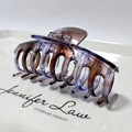 Large purple marbled resin hair claw clip with durable metal spring for thick hair - Transparent Purple Gradient
