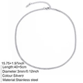 Minimalist silvery stainless steel 3mm box chain necklace with 40+5cm adjustable length - 3mm Cuban Chain / Steel