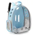 Light blue pet backpack with transparent panoramic bubble window and ventilation holes - Sky Blue