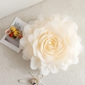 Beige 3D tulle rose flower decorative pillowcase for European luxury bedroom decor - Beige (No Core)