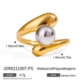 Vista macro dell'anello in acciaio inossidabile con finitura bicolore e misure dettagliate - Stile Sfera Bicolore Oro e Argento (JDR0211007-PS)