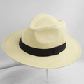 Chapeau de soleil classique en paille beige pour hommes avec ruban noir décoratif - Taille Unique (Circonférence 58cm) / Beige