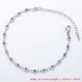 Detail of silver chain bracelet with round purple zircons and lobster clasp with extender - Bracelet / Platinum / Purple Zirconia
