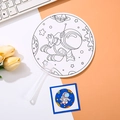 DIY children fan kit featuring astronaut space drawing and color reference card - Astronaut