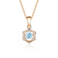 Roségouden S925 zilveren ketting met hexagram hanger en blauwe moissaniet - Zirconia Aquamarijn Rozegoud (FDTD-004) / 925 zilver