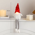 30cm glowing Christmas gnome with red sequin hat, long legs, and warm LED lights - Small Red Light-up Long Leg Gnome