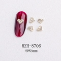 Detail view of 6x5mm gold heart nail charms with rhinestones for DIY manicure designs - Gold Heart Full Rhinestone Style(8706)