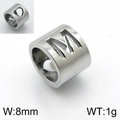 Perle lettre M évidée en acier inoxydable de 8mm avec découpe de cœur pour bracelet - Lettre M (KLJ1309-Z)