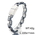 Bracciale industriale da uomo in acciaio inossidabile bicolore, maglie da 220 mm - 220mm*11mm / Stile Contrasto Argento Nero (KB206317-ZCG)